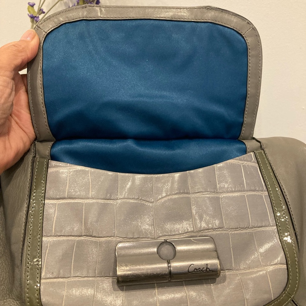 Coach Kristin Spectator Gray Python Croc Embossed - image 8